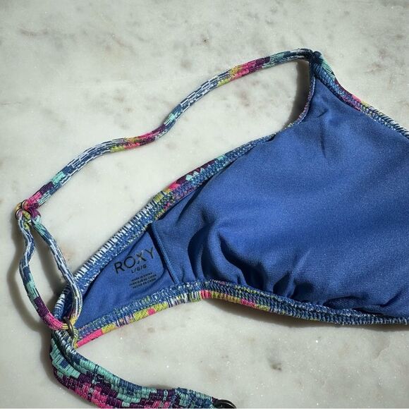 Roxy Zig Zag Boho Bandeau Bikini Top Multicolored with Adjustable Straps Size L - Picture 6 of 6